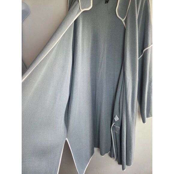 NWOT Marla Wynne Blue Grey Cotton Duster Length Open Cardigan Sweater size 3X - Picture 9 of 11